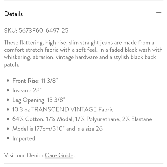 *MOVING SALE*- NWT Paige Denim Sarah Slim Jeans- Black size 25 - Picture 7 of 7